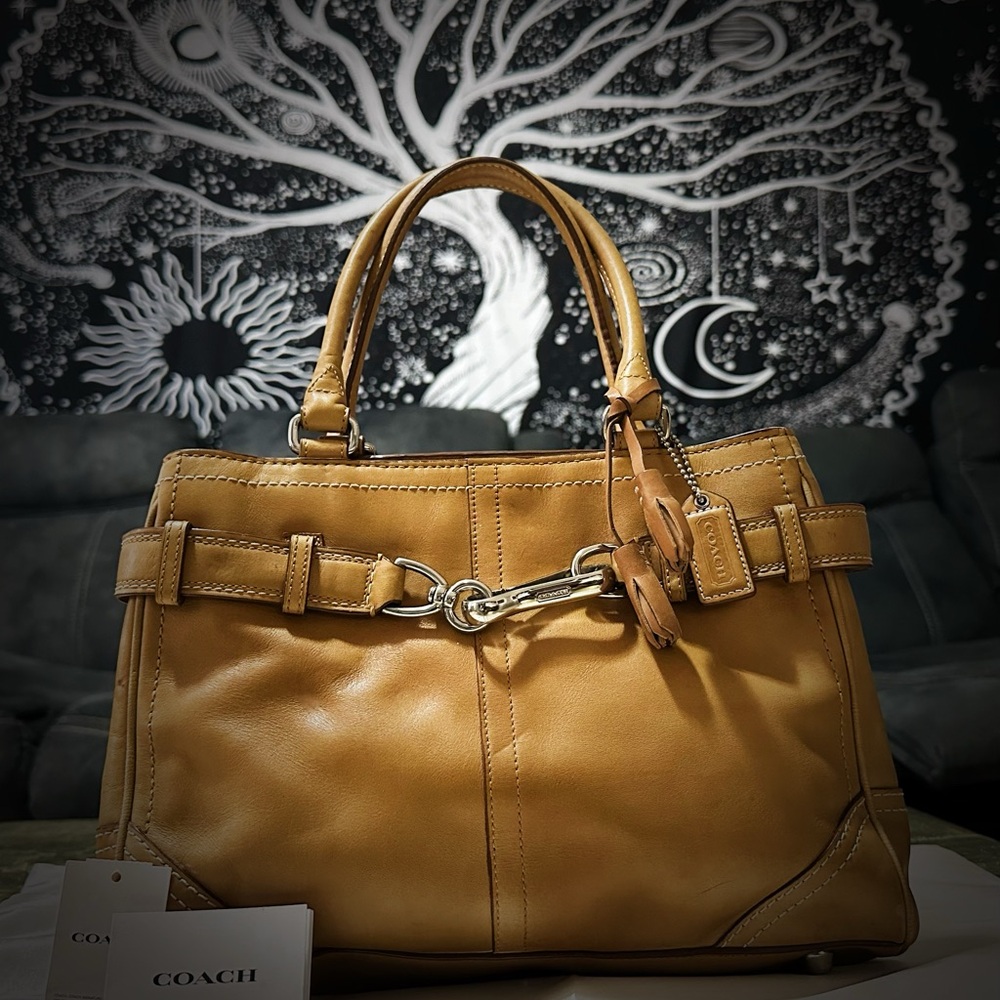 Vintage Coach tote bag shoulder bag Tan Leather 2007 - Picture 11 of 17